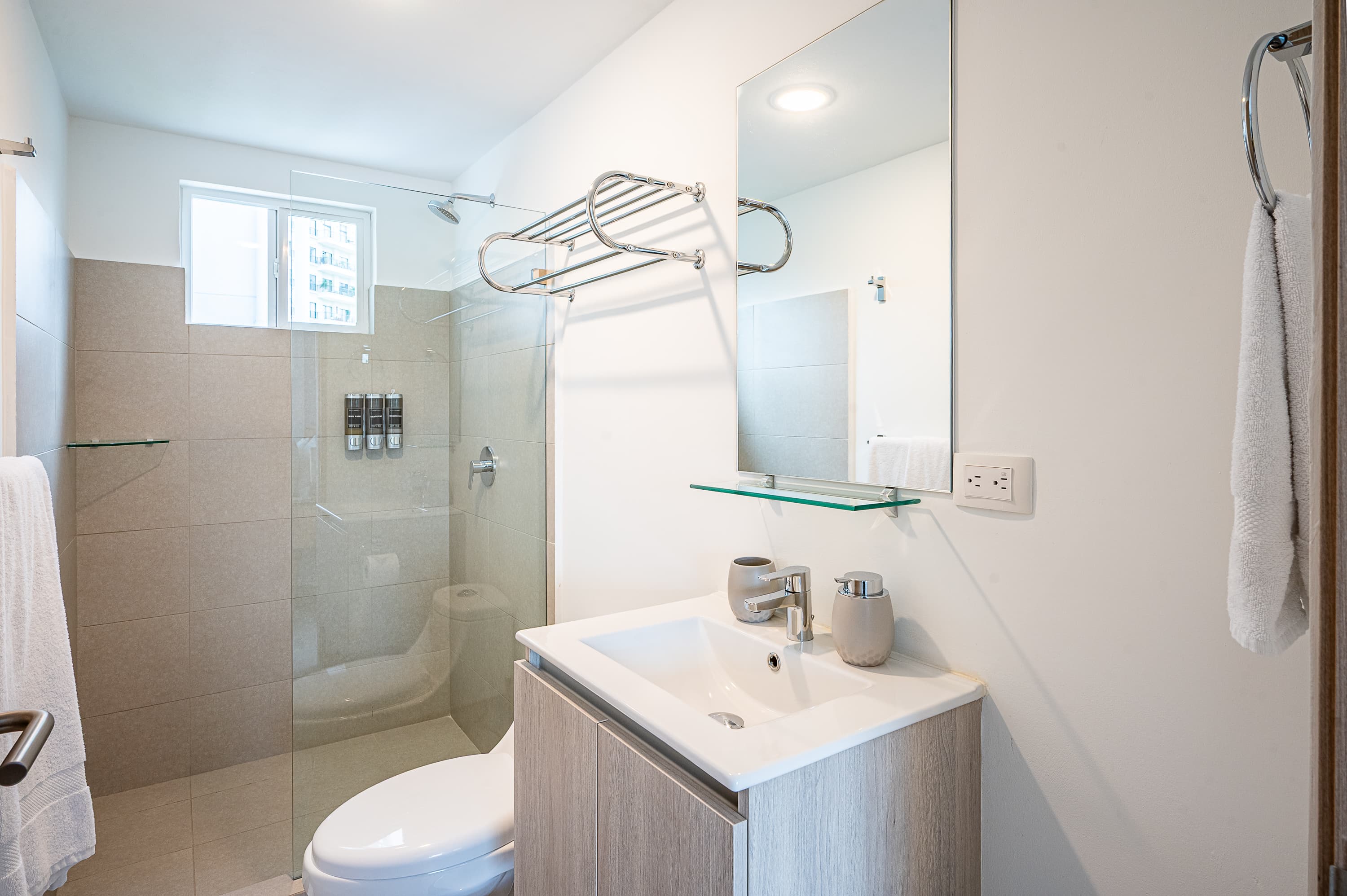 Modern bathroom with hot water